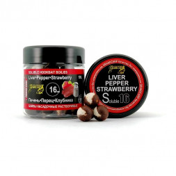 Бойлы насадочные растворимые Grandcarp ПЕЧЕНЬ•ПЕРЕЦ•КЛУБНИКА Ø16 мм 100 г (BBS029)