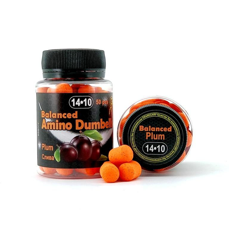 Бойлы насадочные Grandcarp BALANCED Amino Dumbells PLUM (СЛИВА) 14•10 мм 50 шт. (BBB002)