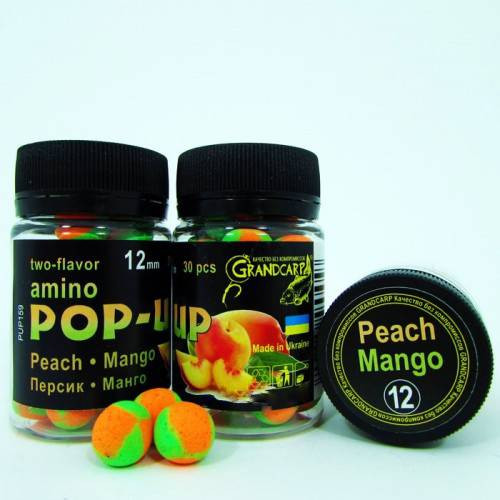 Бойлы amino POP-UP Grandcarp PEACH•MANGO (ПЕРСИК•МАНГО) Ø12 мм 30 шт. (PUP159)