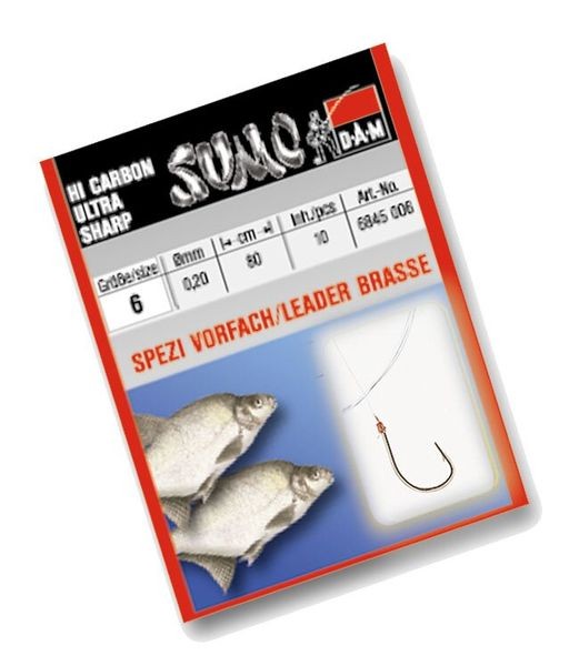 Крючок с поводком DAM Sumo Spezi Bream (лещ) №6 10шт. (nickel)