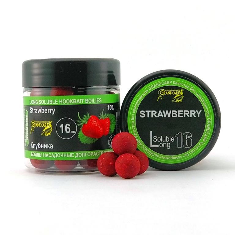 Бойлы насадочные долгорастворимые Grandcarp КЛУБНИКА Ø16 мм 100 г (BBL001)