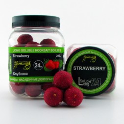 Бойлы насадочные долгорастворимые Grandcarp КЛУБНИКА Ø24 мм 200 г (BBL090)