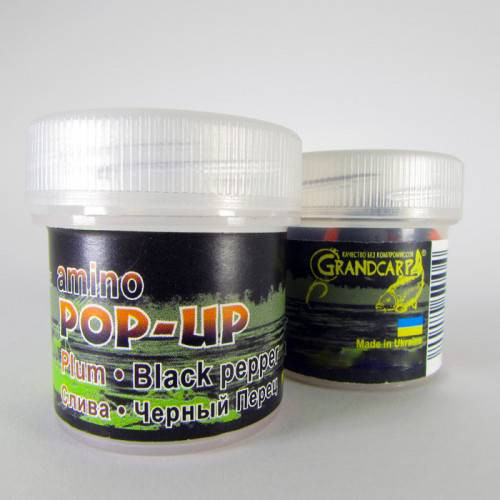 Бойлы amino POP-UP Grandcarp PLUM•BLACK PEPPER (СЛИВА•ЧЕРНЫЙ ПЕРЕЦ) Ø10 мм 15 шт. (PUP125)