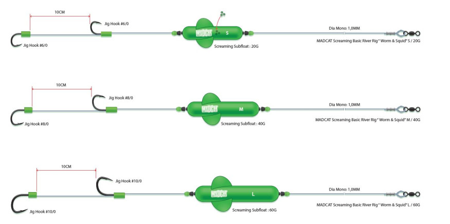 Оснастка для сома DAM MadCat Screaming Basic River Rig &quot;Worm &amp; Squid&quot;