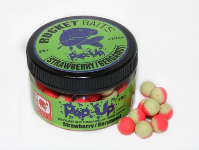 Мини-бойлы Rocket Baits Pop Up КОМБИ &quot;Strawberry/Bergamot&quot; 10 mm 25g