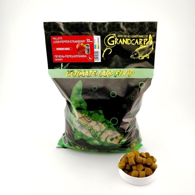 Пеллет ПЕЧЕНЬ•ПЕРЕЦ•КЛУБНИКА серия PREMIUM Ø12 мм 1 кг (PLT146)