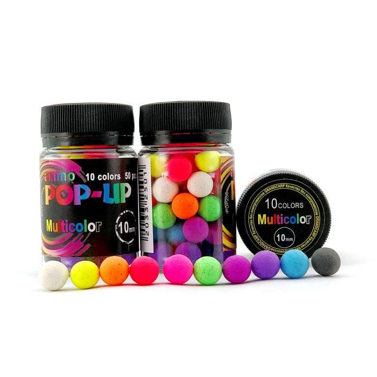 Бойлы amino POP-UP Grandcarp Multicolor 10 colors Ø10 мм 50 шт. (PUP250)