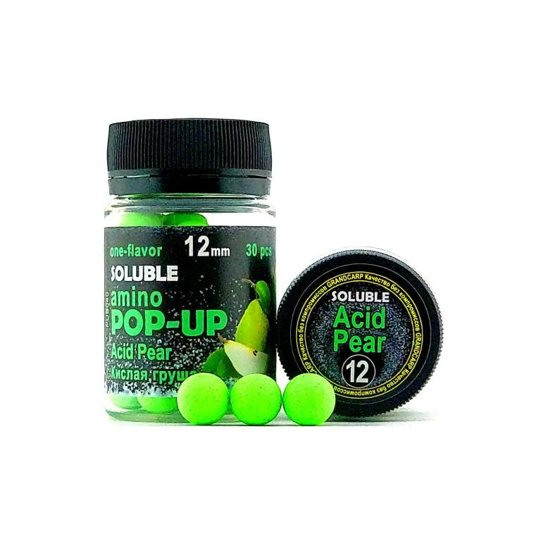 Бойлы растворимые amino POP-UP Grandcarp Acid Pear (Кислая груша) Ø12 мм 30 шт. (PUS040)