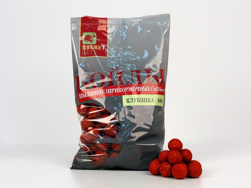 Бойлы Rocket Baits пылящие (прикормочные) Клубника 24 мм 0,80 кг
