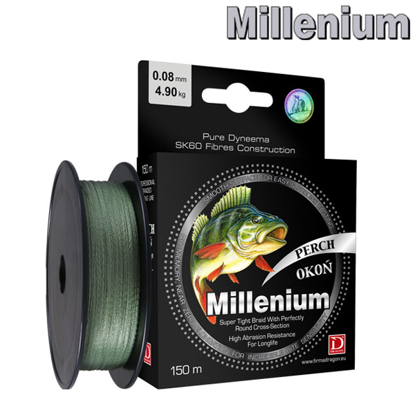 Шнур Dragon Millenium Окунь 150m 0.08mm 4.90kg green