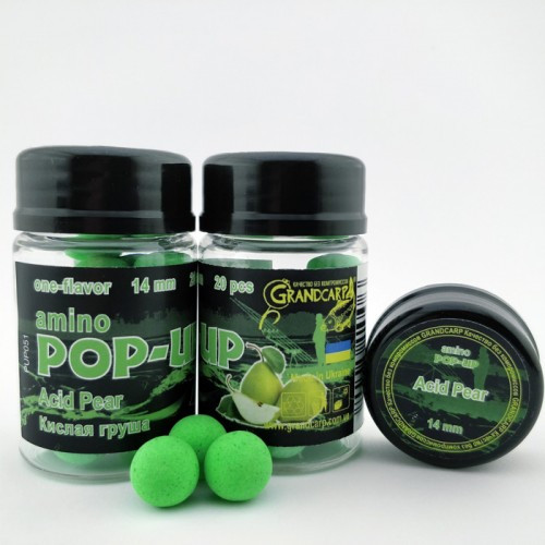 Бойлы amino POP-UP Grandcarp ACID PEAR (КИСЛАЯ ГРУША) Ø14 мм 20 шт. (PUP051)