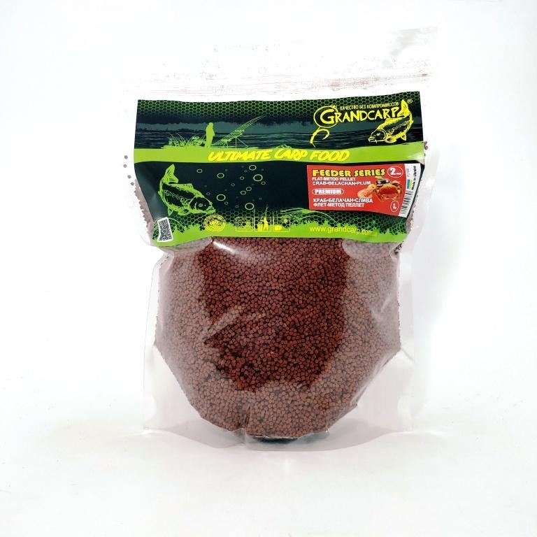 Флет-метод пеллет КРАБ•БЕЛАЧАН•СЛИВА серии PREMIUM 2 мм 1 кг (PLF008)