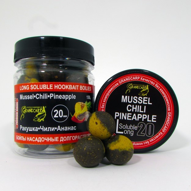 Бойлы насадочные долгорастворимые Grandcarp РАКУШКА•ЧИЛИ•АНАНАС Ø20 мм 100 г (BBL055)