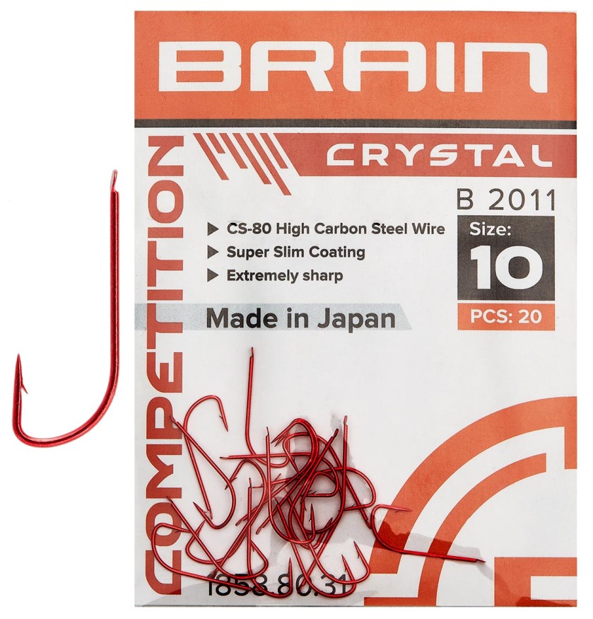 Крючок Brain Crystal B2011 #14 (20 шт/уп) ц:red