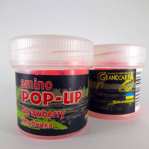 Бойлы amino POP-UP Grandcarp STRAWBERRY (КЛУБНИКА) Ø10 мм 15 шт. (PUP007)