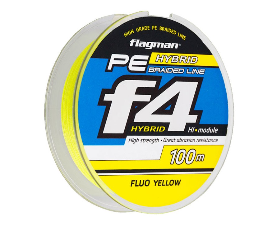 Шнур Flagman PE Hybrid F4 100m 0,16mm 9,1kg/20lb Yellow
