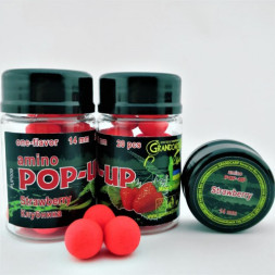 Бойлы amino POP-UP Grandcarp STRAWBERRY (КЛУБНИКА) Ø14 мм 20 шт. (PUP009)