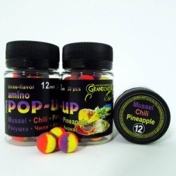 Бойлы amino POP-UP Grandcarp MUSSEL•CHILI•PINEAPPLE (РАКУШКА•ЧИЛИ•АНАНАС) Ø12 мм 30 шт. (PUP218)