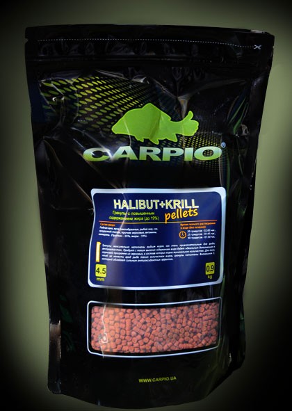 Пеллетс Carpio Halibut+Krill Pellets 4,5 мм 900 гр