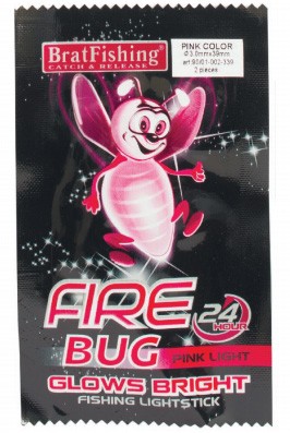 Светлячки Bratfishing Fire Bug Pink Ø5.0*30 мм / 2 шт 