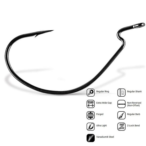 Крючок офсетный VMC 7310 Super Light Worm Hook BN(черный никель) №1/0 5шт.