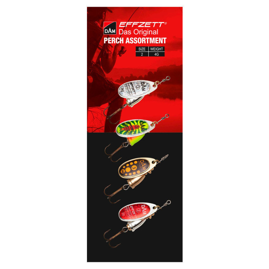 Блесна-вертушка Dam Effzett Original Assortment Perch 4гр набор-4шт.