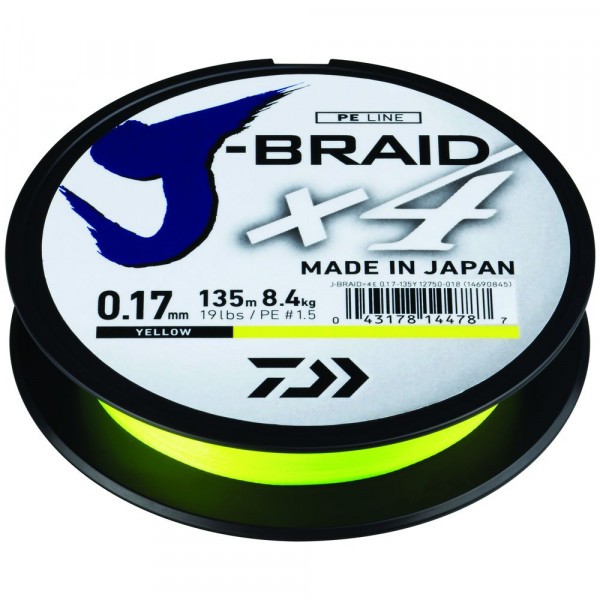 Шнур Daiwa J-Braid X4E 0.29mm 135m yellow