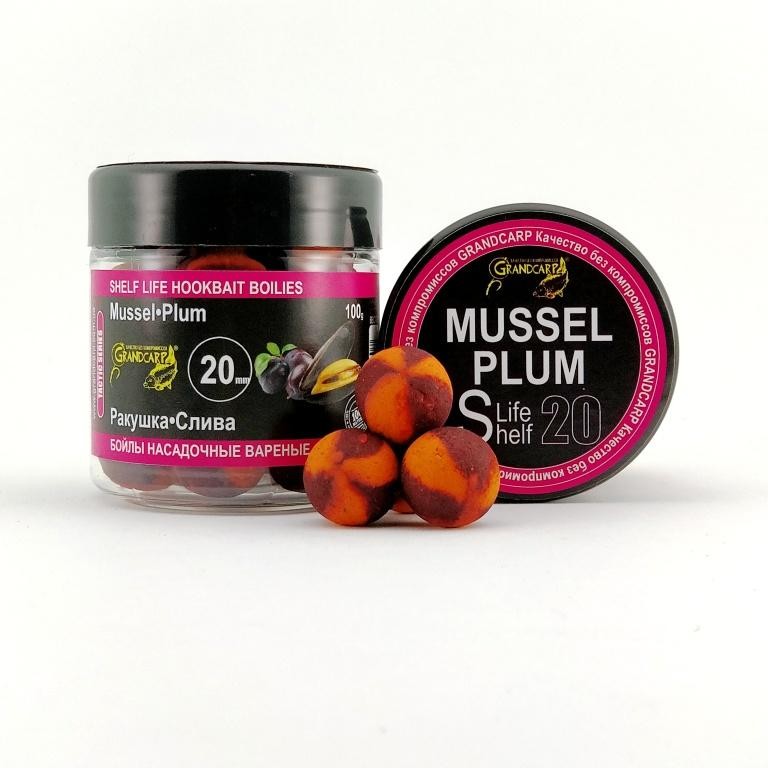 Бойлы насадочные вареные Grandcarp РАКУШКА•СЛИВА Ø20 мм 100 г (BBC078)