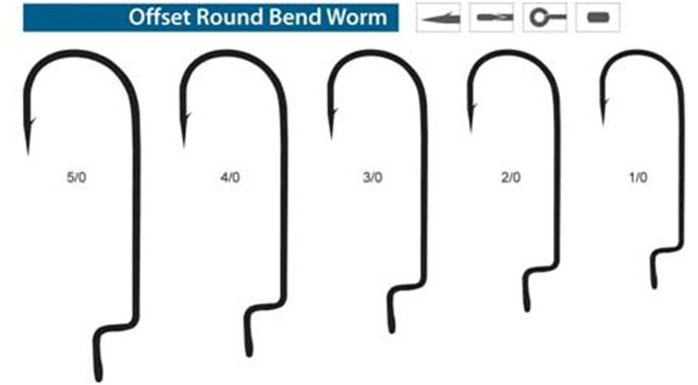 Крючки Bratfishing Offset Round Bend Worm R, Black Nickel # 2/0