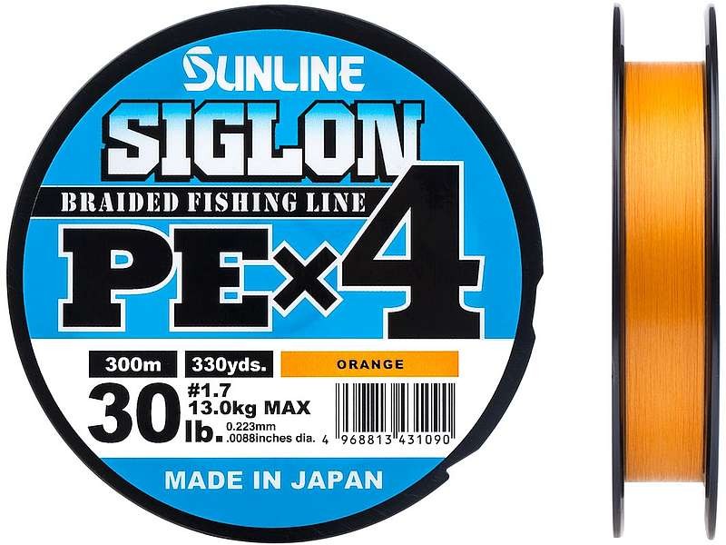 Шнур Sunline Siglon PE х4 300m (оранж.) #1.0/0.171mm 16lb/7.7kg