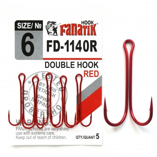 Двойной крючок Fanatik FD-1140 №6 5шт Red