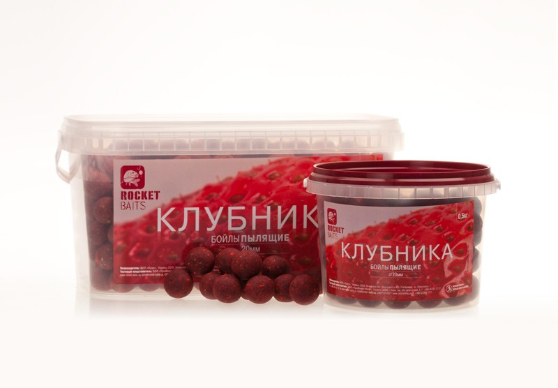 Бойлы Rocket Baits пылящие Клубника 24 мм, 2 кг