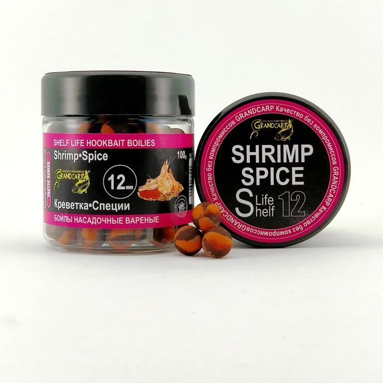 Бойлы насадочные вареные Grandcarp КРЕВЕТКА•СПЕЦИИ Ø12 мм 100 г (BBC037)