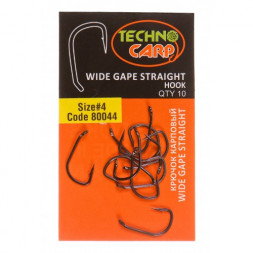 Крючок Технокарп Wide Gape STRAIGHT №4, (10 шт)