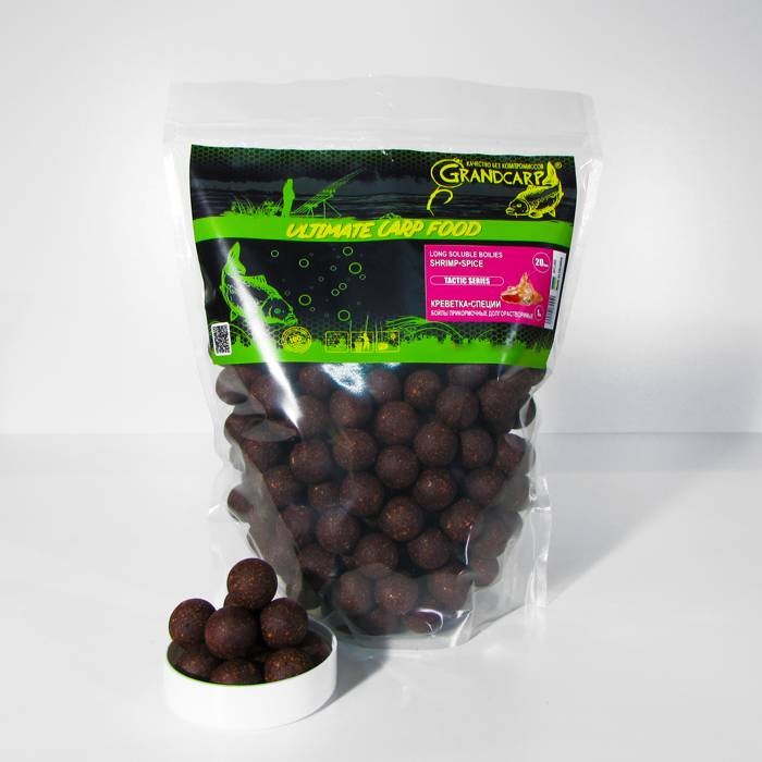Бойлы прикормочные долгорастворимые Grandcarp КРЕВЕТКА•СПЕЦИИ Ø20 мм 1 кг (BFL082)
