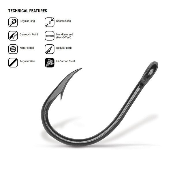 Крючок VMC 9260 Cut Point® Faultless O'Shaughnessy Live Bait BN (черный никель) №2 25шт.