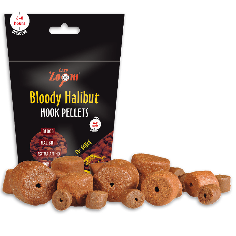 Насадочный пеллетс Carp Zoom Bloody Halibut Hook Pellets Pre-drilled 20 mm 150g