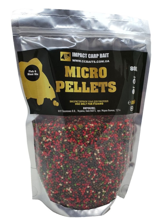 Пеллетс CC Baits Micro Pellets Fish &amp; Meat Mix 1kg