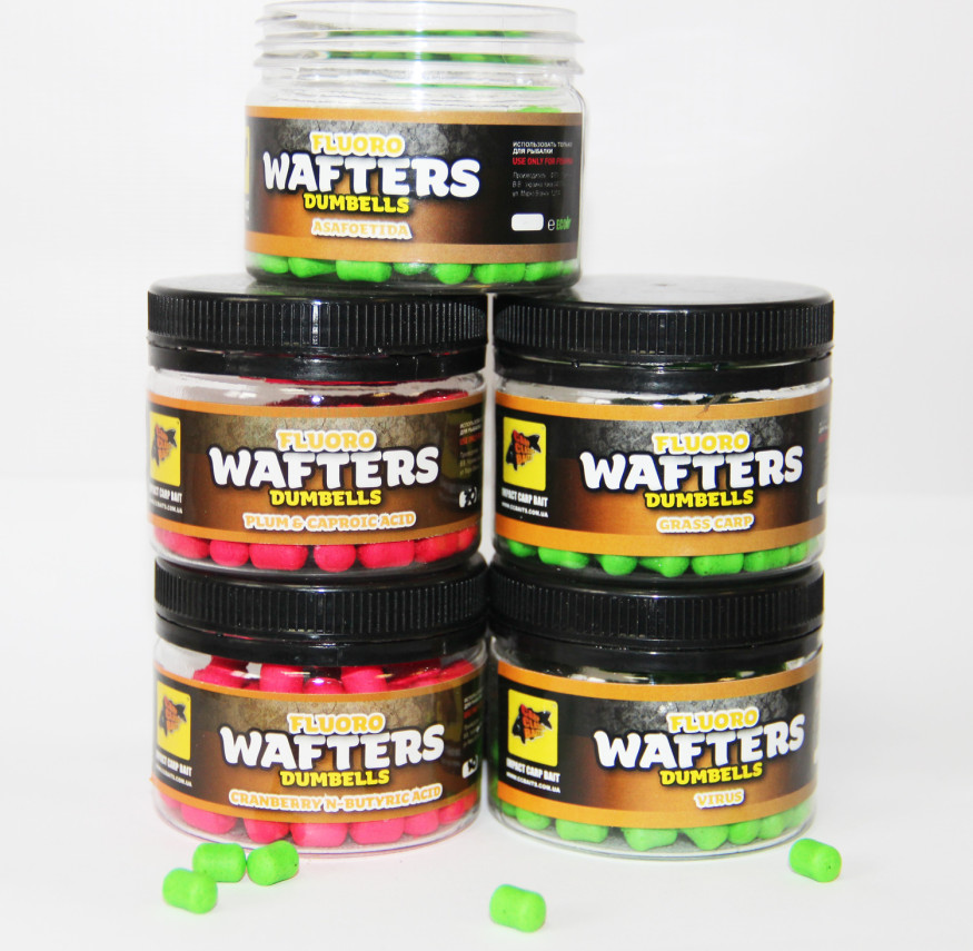 Бойлы CC Baits Pop Ups Fluoro Wafters Dumbells Asafoetida, 30 гр