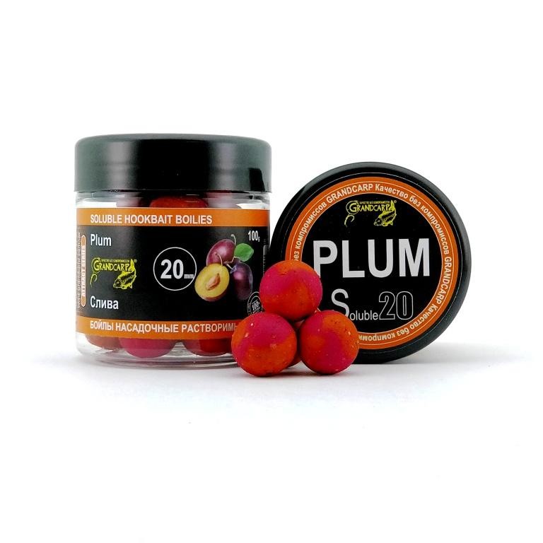 Бойлы насадочные растворимые Grandcarp СЛИВА Ø20 мм 100 г (BBS012)