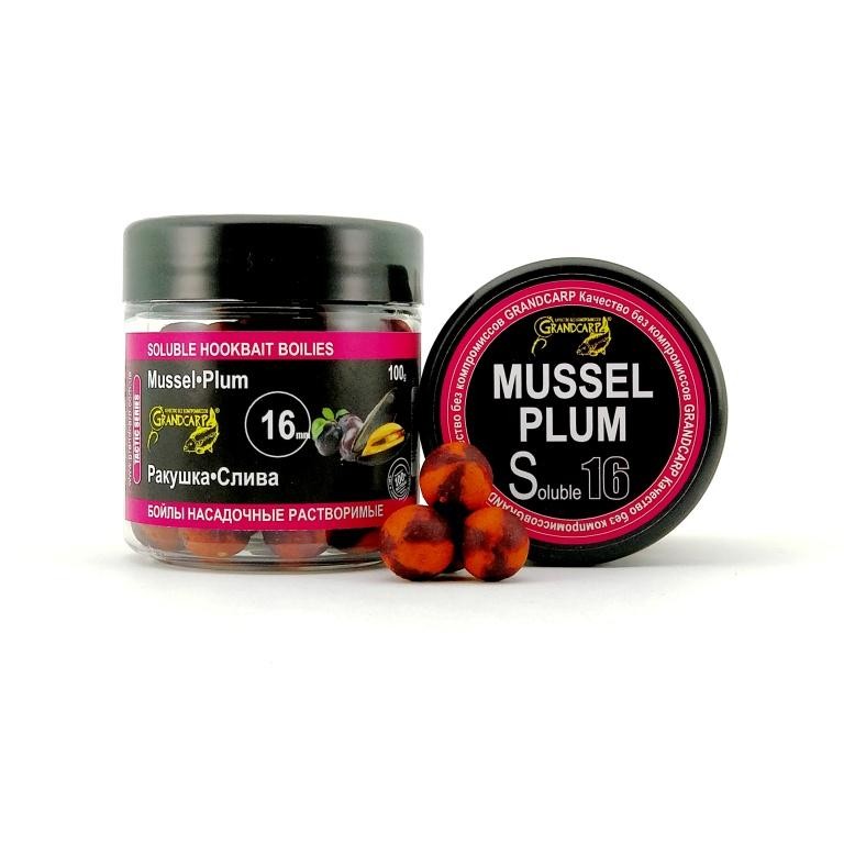 Бойлы насадочные растворимые Grandcarp РАКУШКА•СЛИВА Ø16 мм 100 г (BBS102)