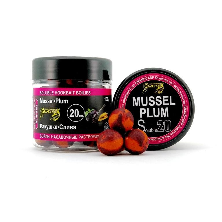 Бойлы насадочные растворимые Grandcarp РАКУШКА•СЛИВА Ø20 мм 100 г (BBS103)
