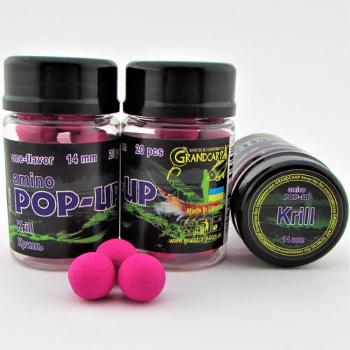 Бойлы amino POP-UP Grandcarp KRILL (КРИЛЬ) Ø14 мм 20 шт. (PUP066)